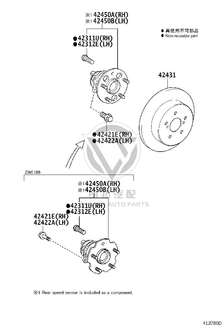 Rear Wheel Hub Bearing Assembly 42450-42040 for Toyota ZELAS