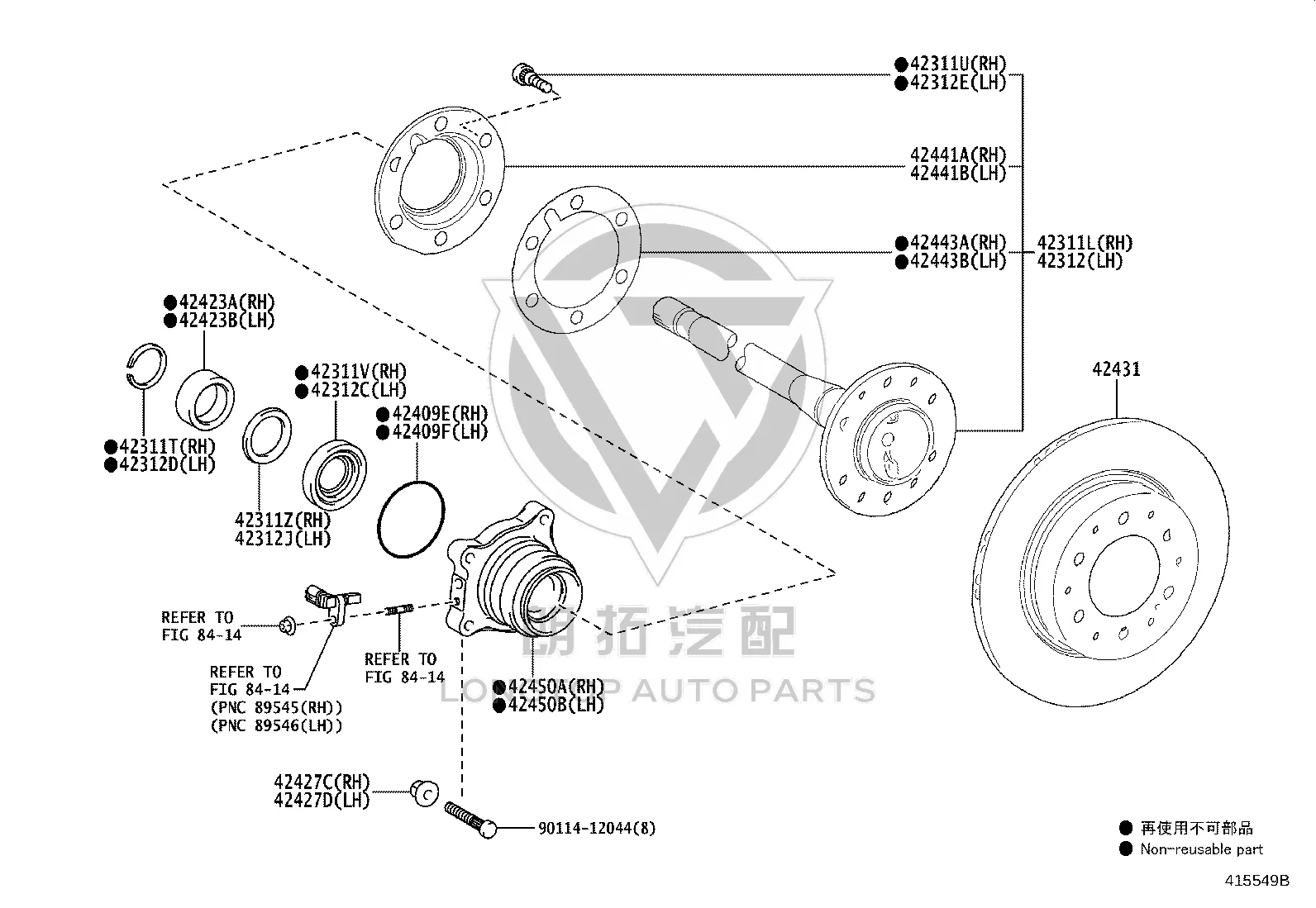 Rear Wheel Axle Bearing 42460-60040 for Toyota Land Cruiser