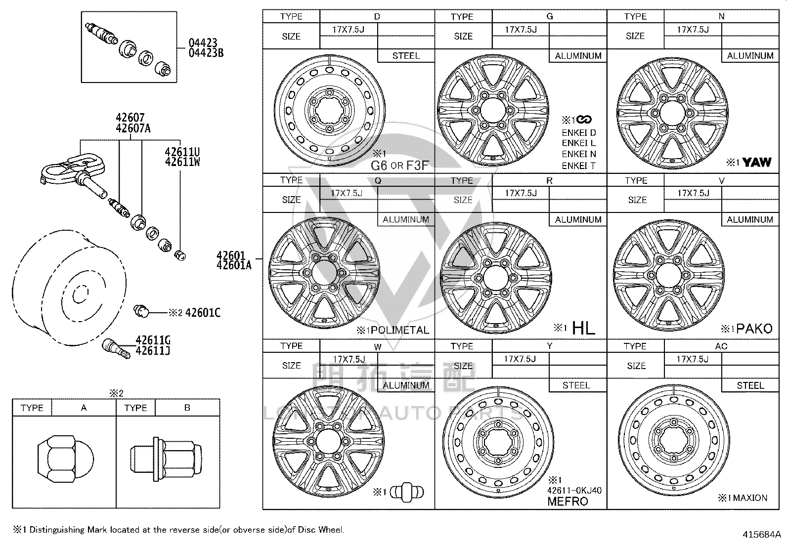 Spare Tire Rim 42611-0KK10 for Toyota Fortuner