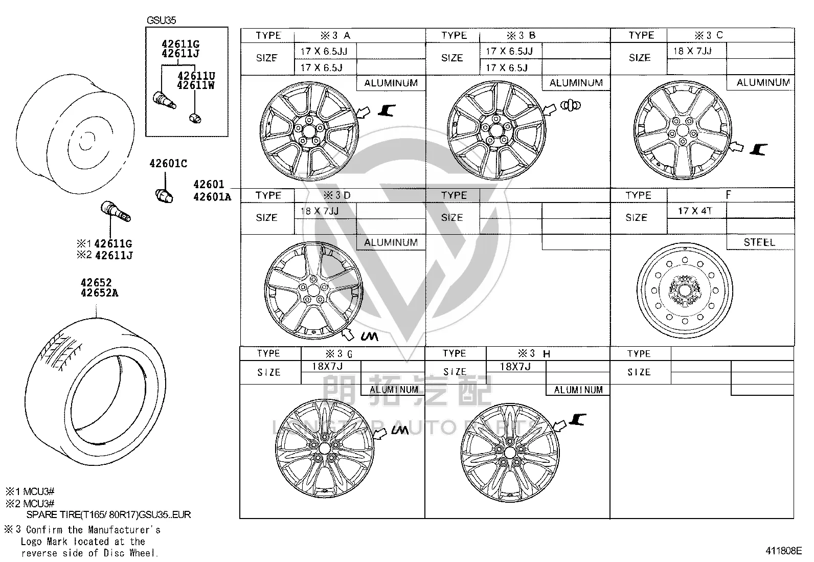 Spare tire rim 42611-48331 for Toyota HARRIER