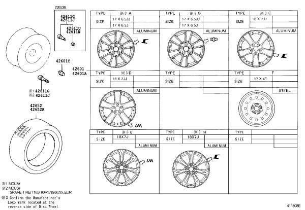 Spare Tire Steel Wheel Rim 42611-48400 for Toyota Harrier