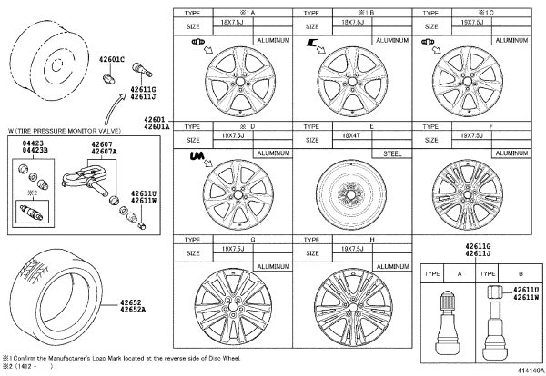 Spare Tire Steel Wheel Rim 42611-48700 for Lexus RX