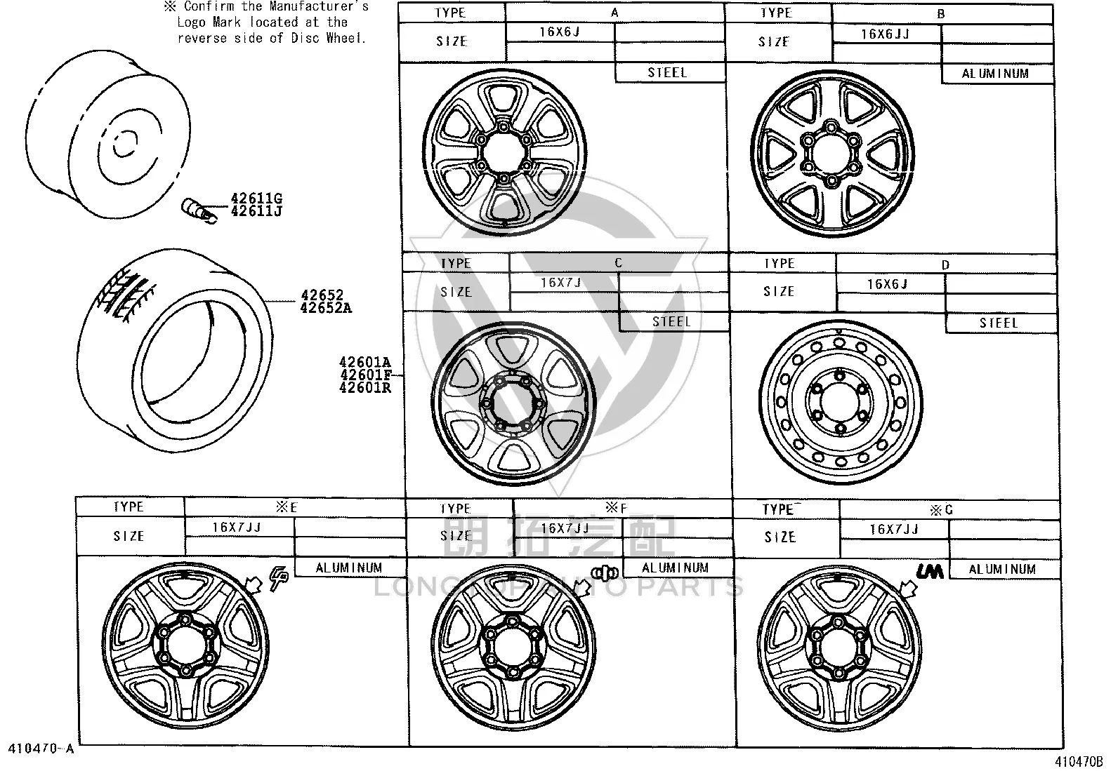 Spare Tire Steel Wheel Rim 42611-60150 for Toyota Land Cruiser
