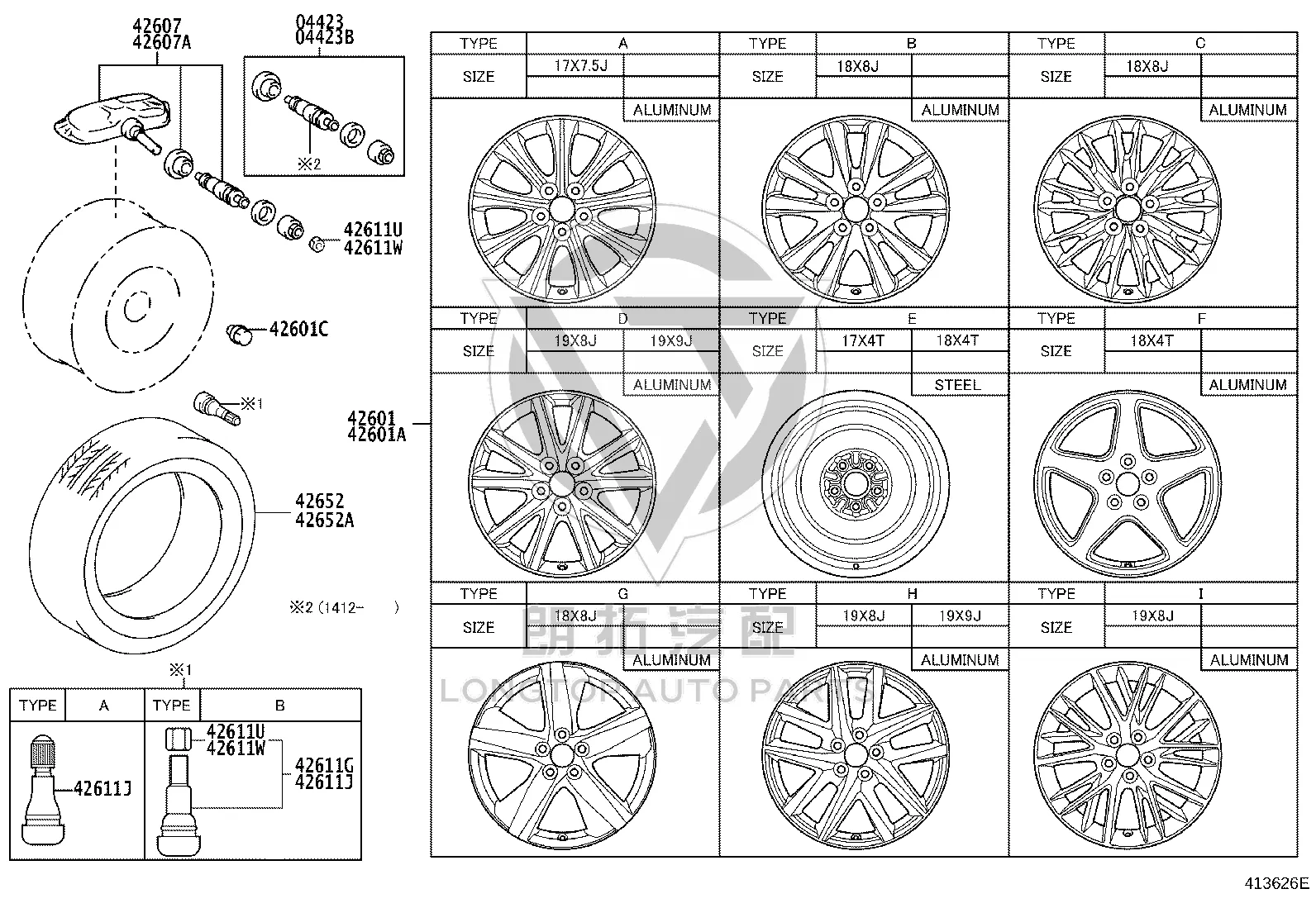 Spare Tire Rim 4261A-30150 for Lexus GS Series