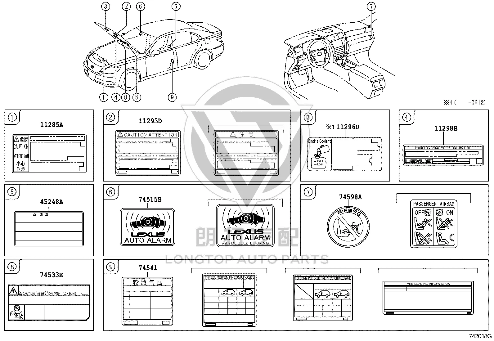 Tyre Pressure Warning Nameplate 42661-50520 for Lexus LS460
