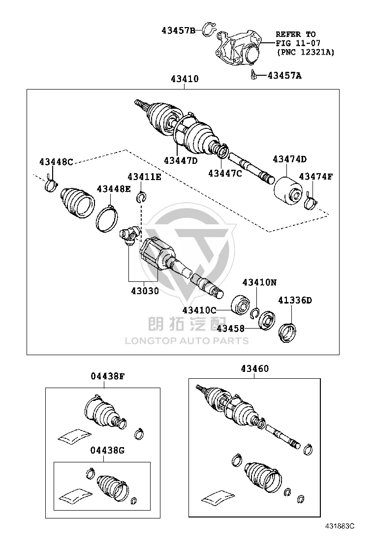 Front Right Inner CV Joint 43030-0W050 for Toyota Highlander