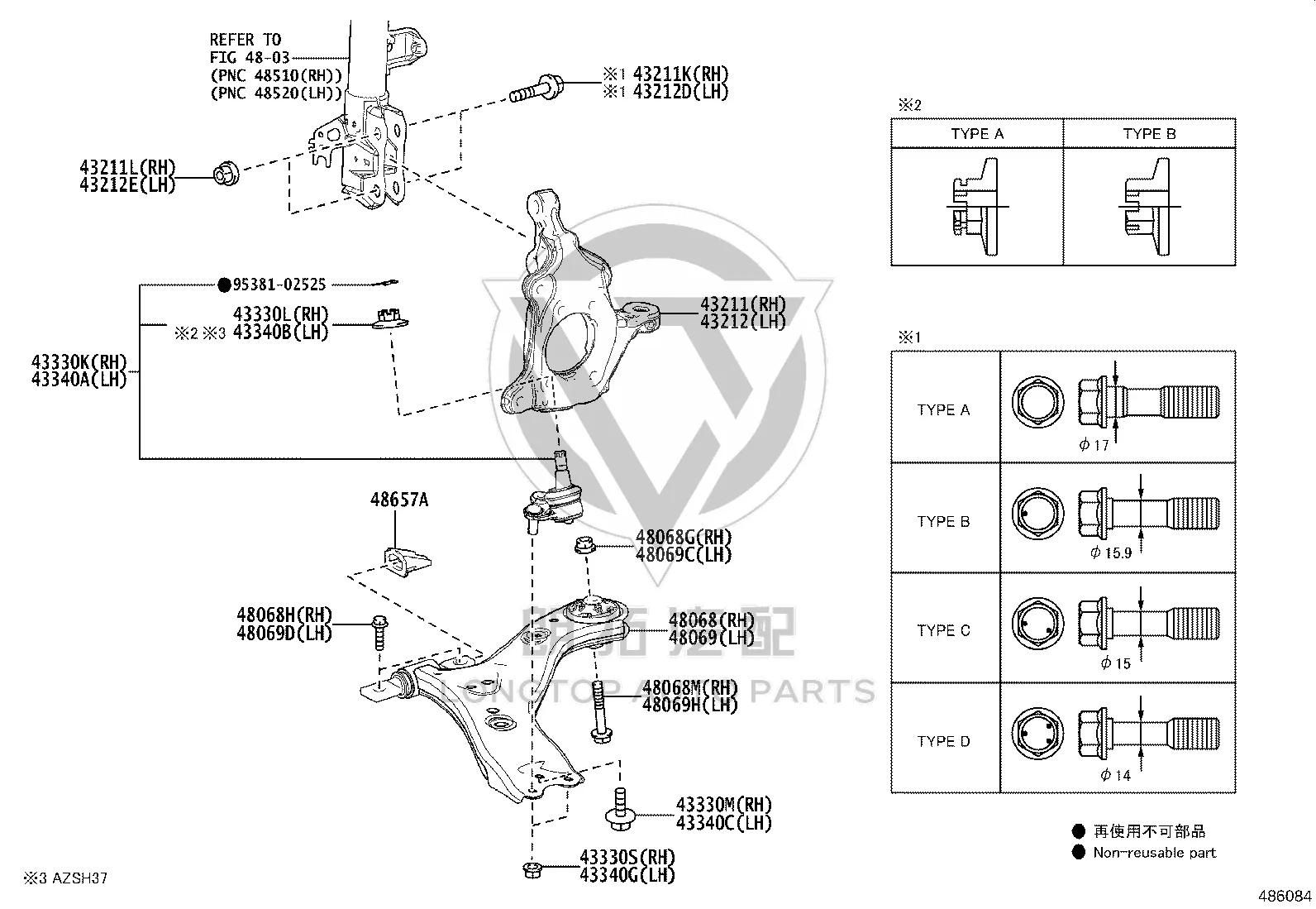 Front Steering Knuckle (Left) 43202-48020 for Toyota ALPHARD