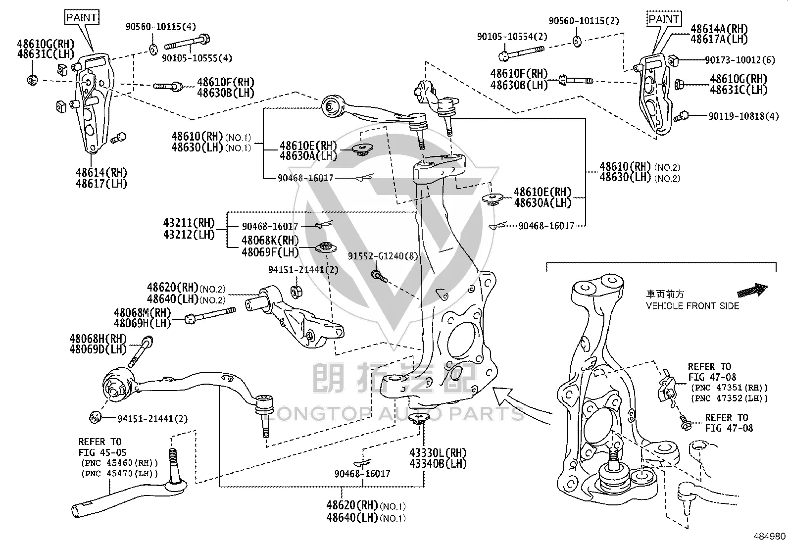 Front Lower Control Arm Left 48640-59015 for Lexus LS460