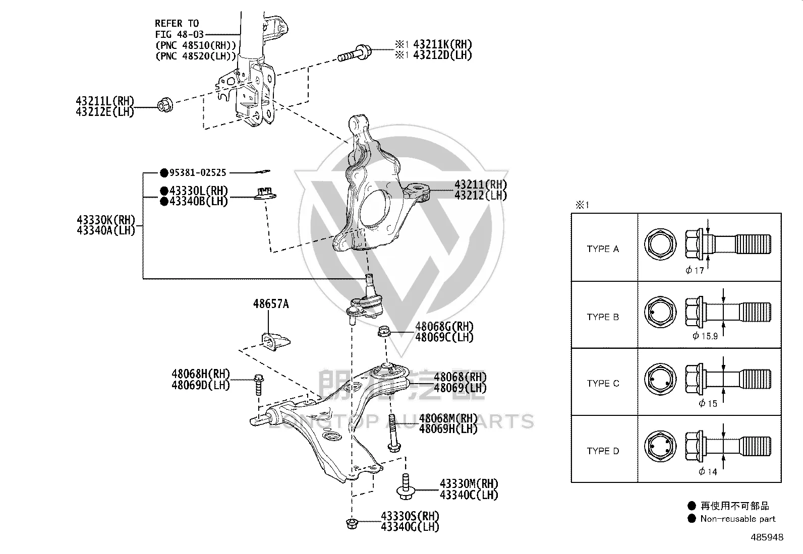 Front Steering Knuckle Left 43202-42010 for Toyota ALPHARD