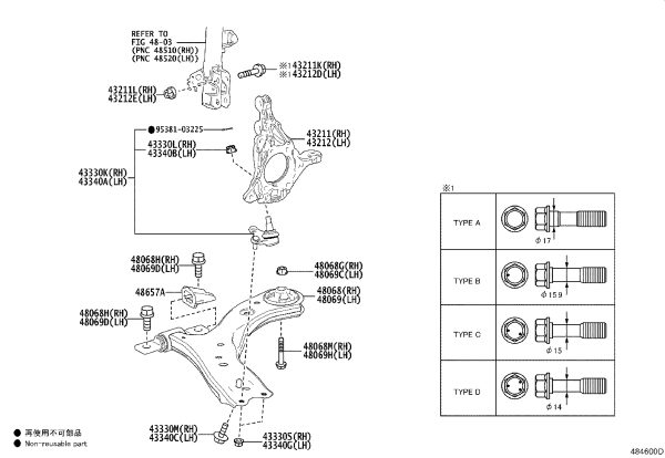 Front Lower Control Arm Ball Joint 43330-09891 for Toyota Camry