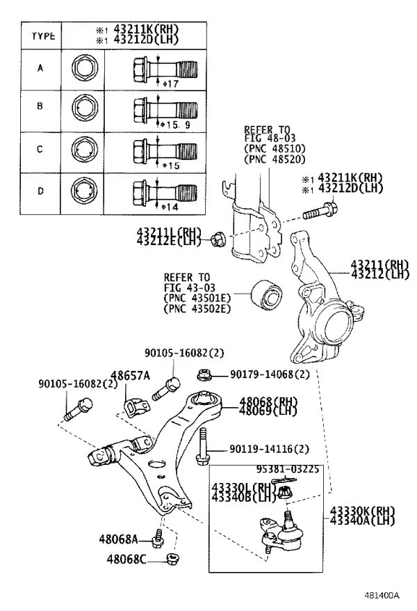Steering Knuckle Right 43211-58010 for Toyota Alphard
