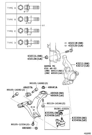 Front Lower Control Arm Right 48068-33060 for Toyota Camry
