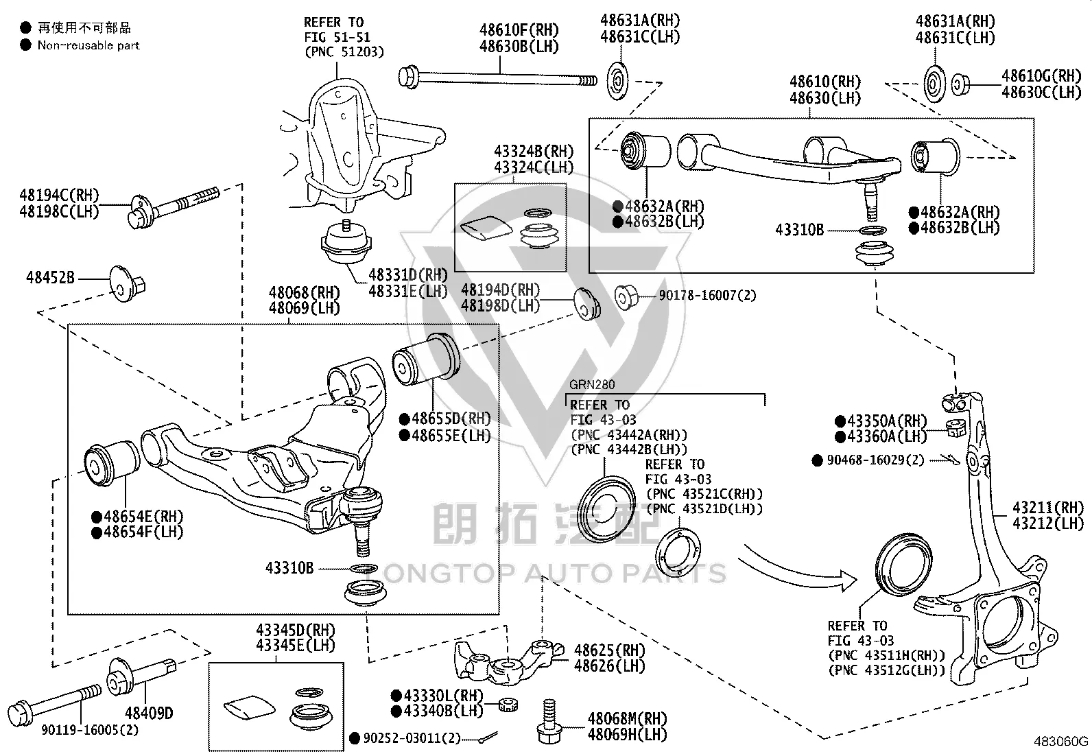 Front Knuckle Left 43212-60240 for Toyota 4RUNNER