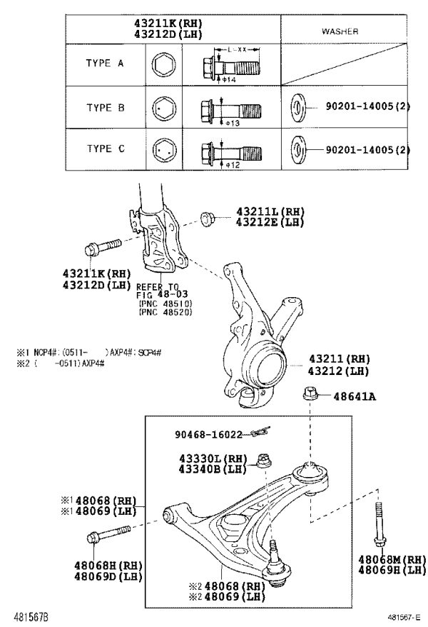 Front Steering Knuckle (Left) 43212-52040 for Toyota Vios