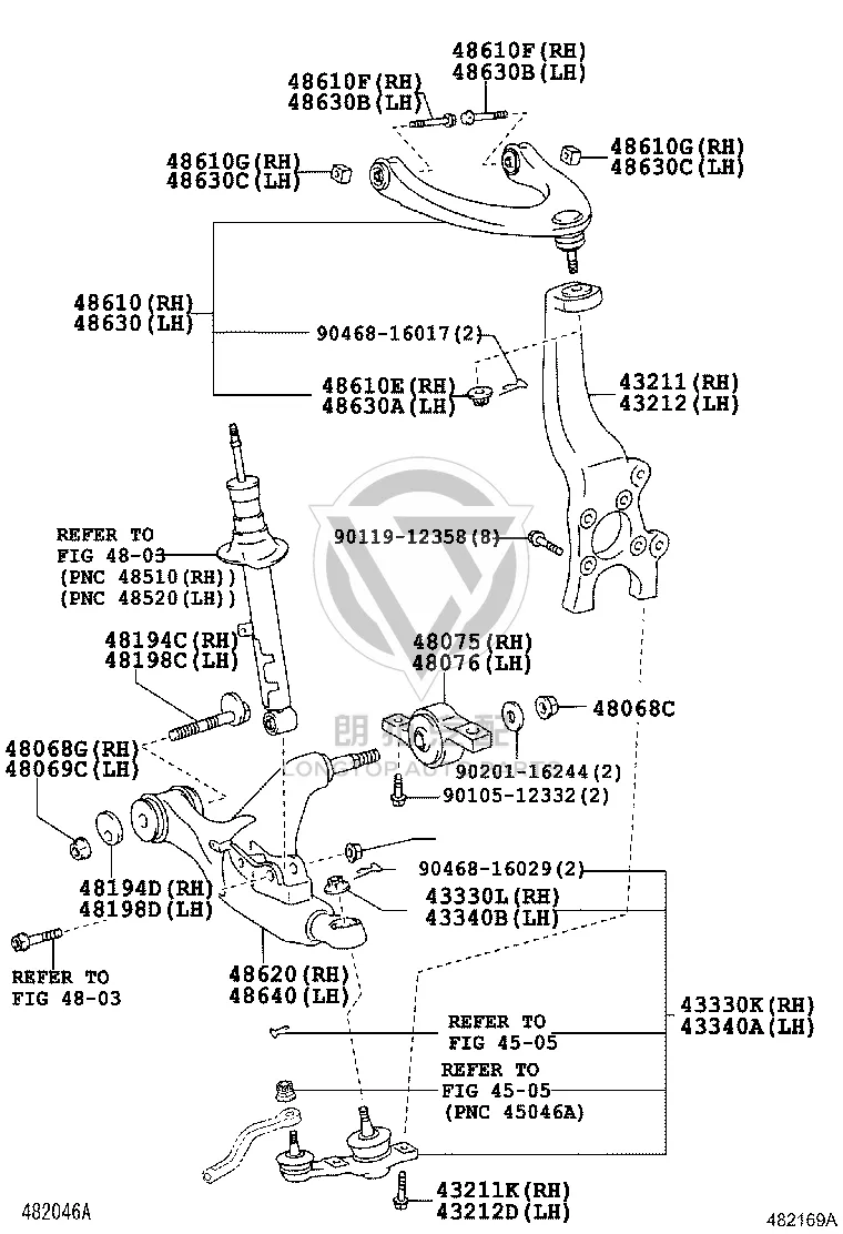 Front steering knuckle (left) 43202-0N010 for Toyota Crown