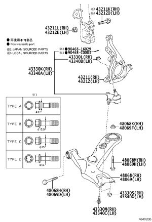 Front Lower Control Arm Ball Joint 43330-09A60 for Toyota Corolla