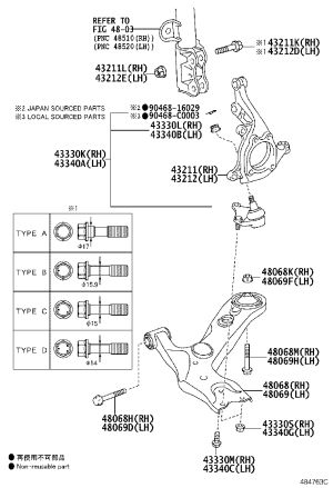 Front Lower Control Arm Right 48068-02181 for Toyota Corolla
