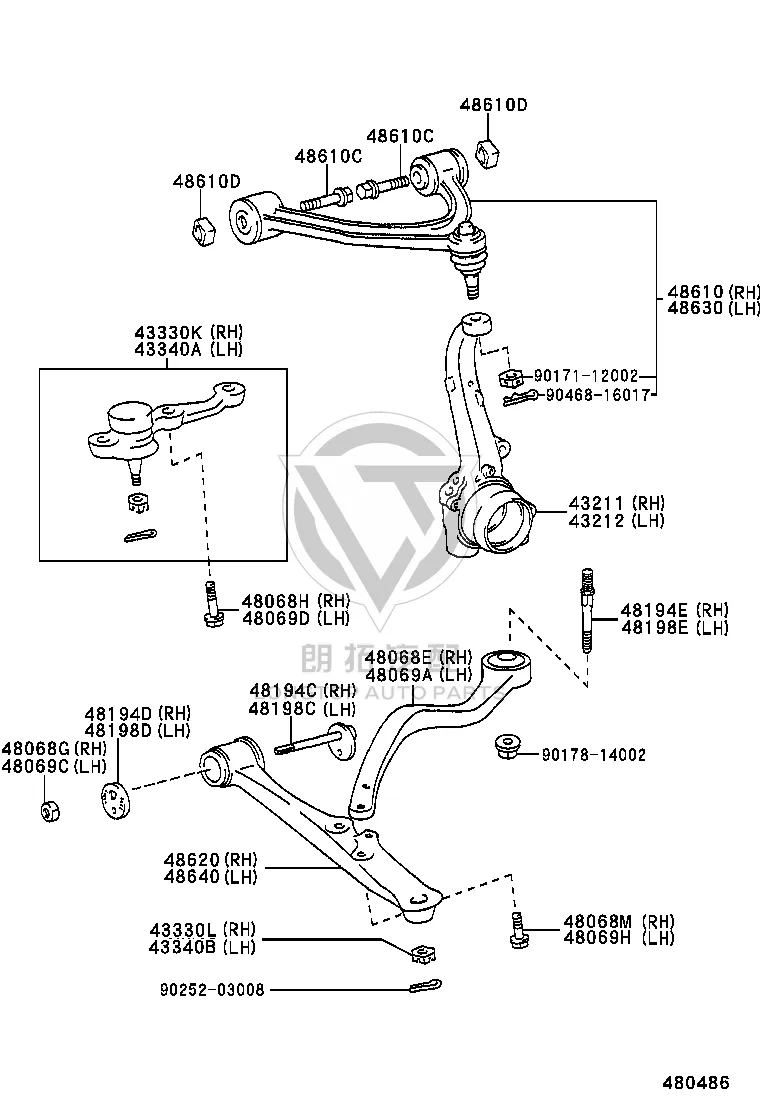 Front Lower Control Arm Left 48670-30281 for Toyota Aristo
