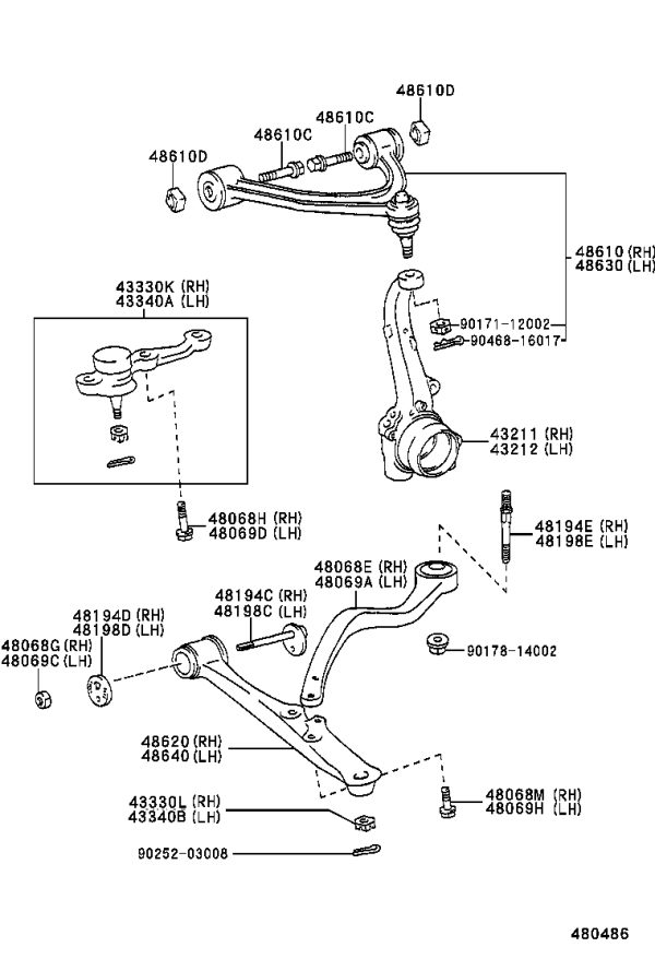 Front Lower Control Arm Left 48670-30281 for Toyota Aristo