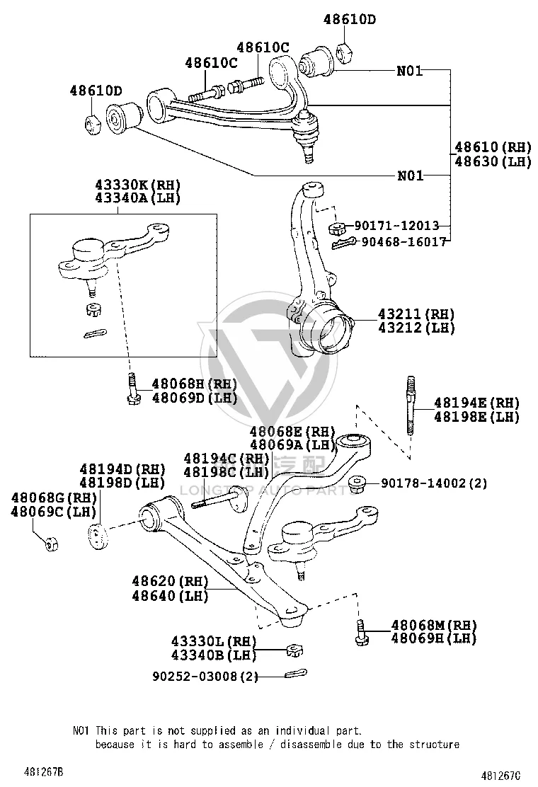 Front Lower Control Arm Right 48660-24020 for Lexus SC430