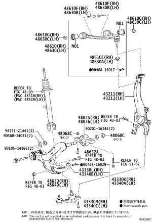 Front Lower Control Arm Right 48620-30320 for Lexus GS