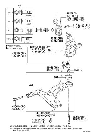 Front Lower Control Arm 48069-47050 for Toyota Prius