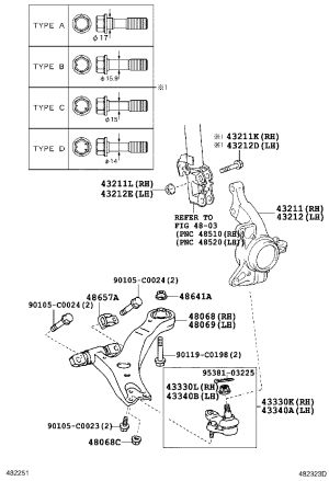 Front steering knuckle (left) 43212-06230 for Toyota Camry