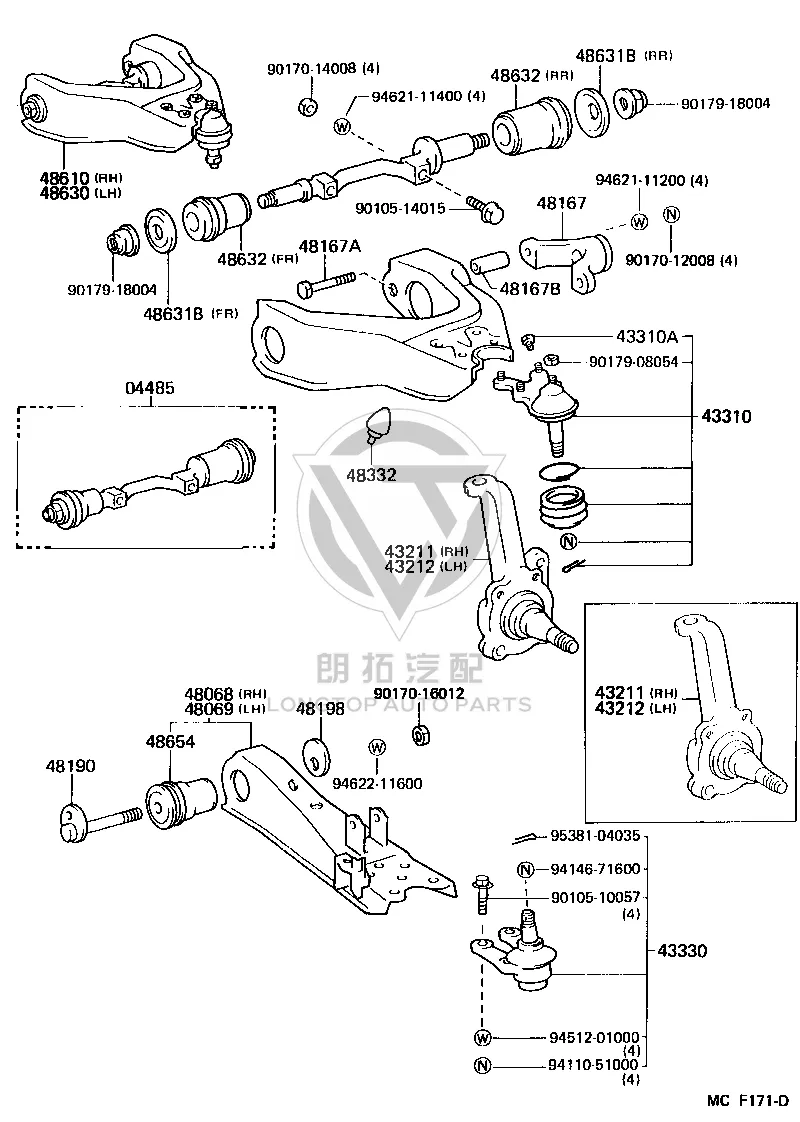 Front Right Upper Ball Joint 43350-29095 for Toyota Dyna100