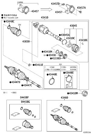 Front Half Shaft Right 43410-42141 for Toyota Previa