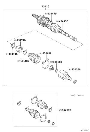 Shaft snap ring 43425-10020 for Toyota Vios
