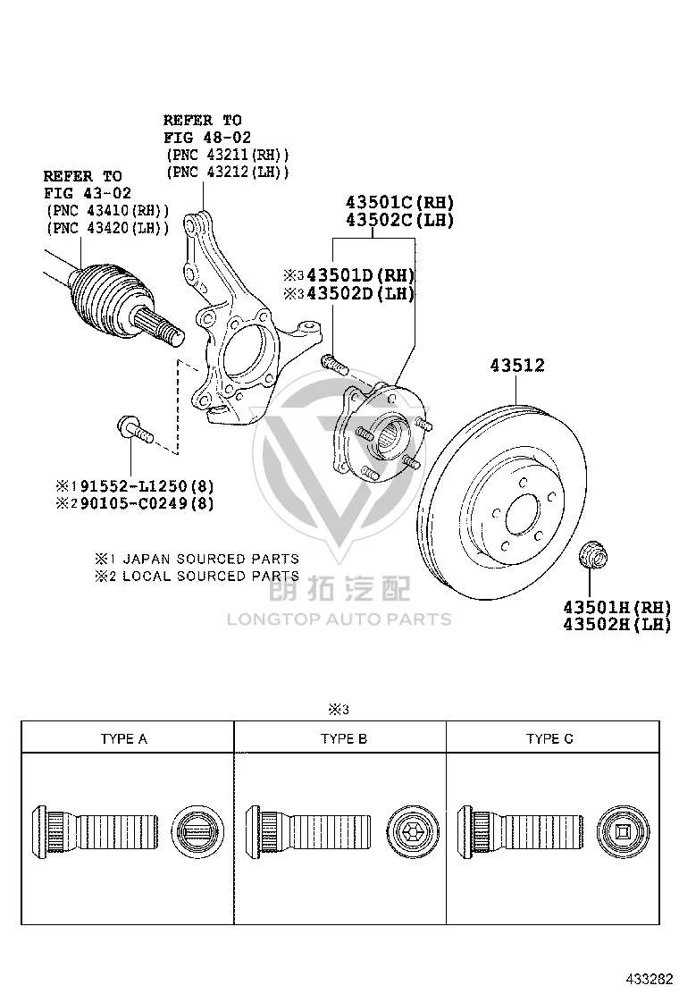 Front Brake Disc (Right) 43512-02360 for Toyota Levin