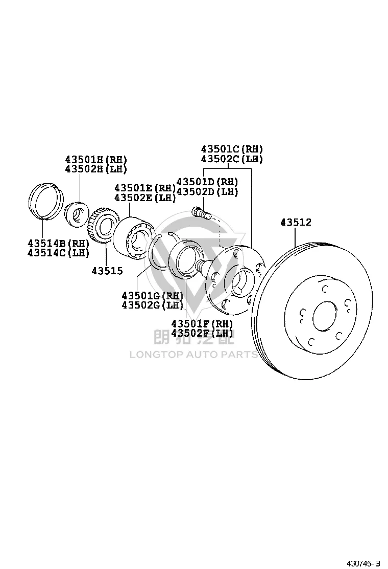 Front Brake Disc (Right) 43512-30300 for Toyota Aristo