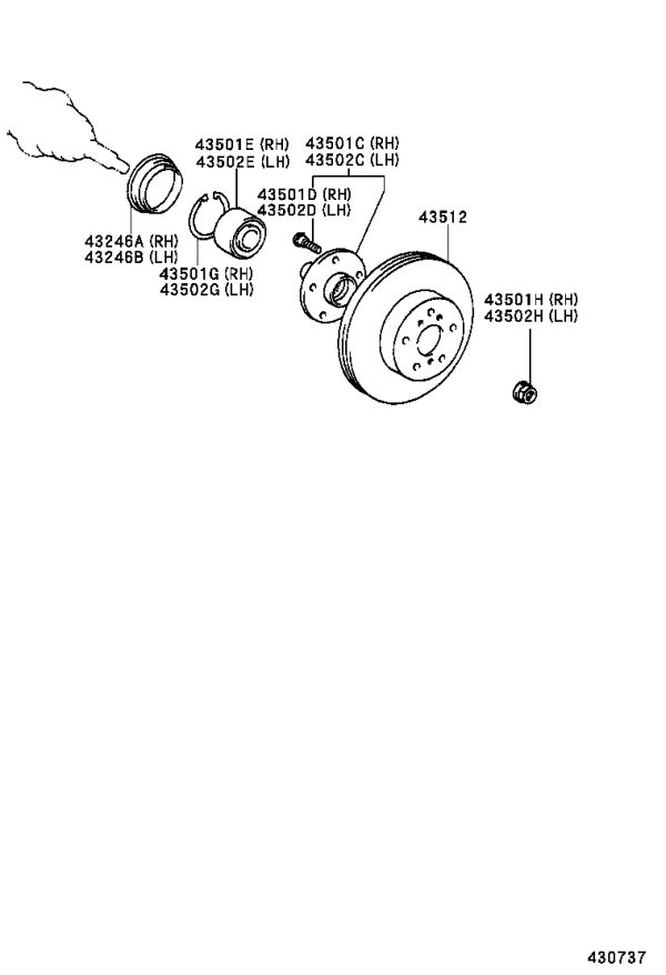 Front Right Brake Rotor 43512-48031 for Toyota Highlander
