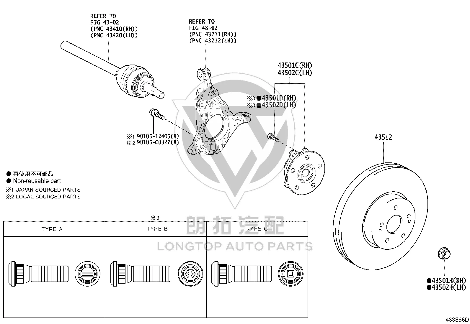 Front Brake Disc (Right) 43512-06170 for Toyota C-HR