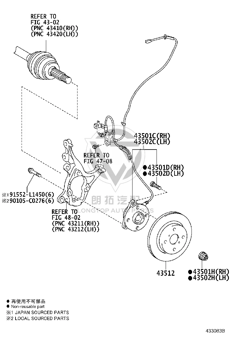 Front Left Wheel Hub and Bearing Assembly 43560-0D070 for Toyota Yaris
