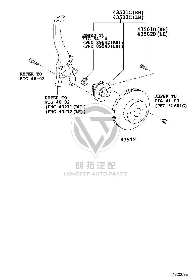 Front Wheel Hub Assembly with Bearing 43550-30020 for Lexus IS250