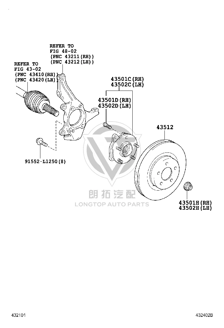 Front wheel hub assembly with bearing (right) 43550-42020 for Toyota ZELAS