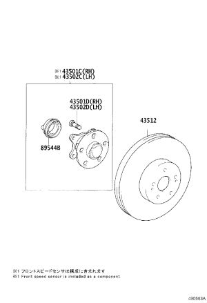 Front Wheel Hub Assembly 43550-50032 for Lexus LS430
