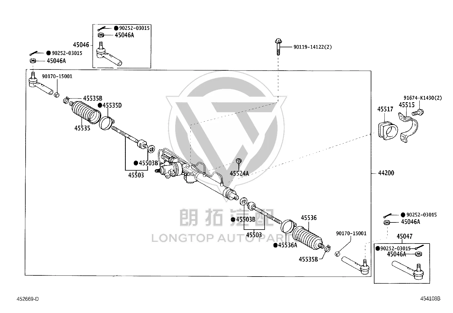 Steering Gear 44200-26552 for Toyota Hiace