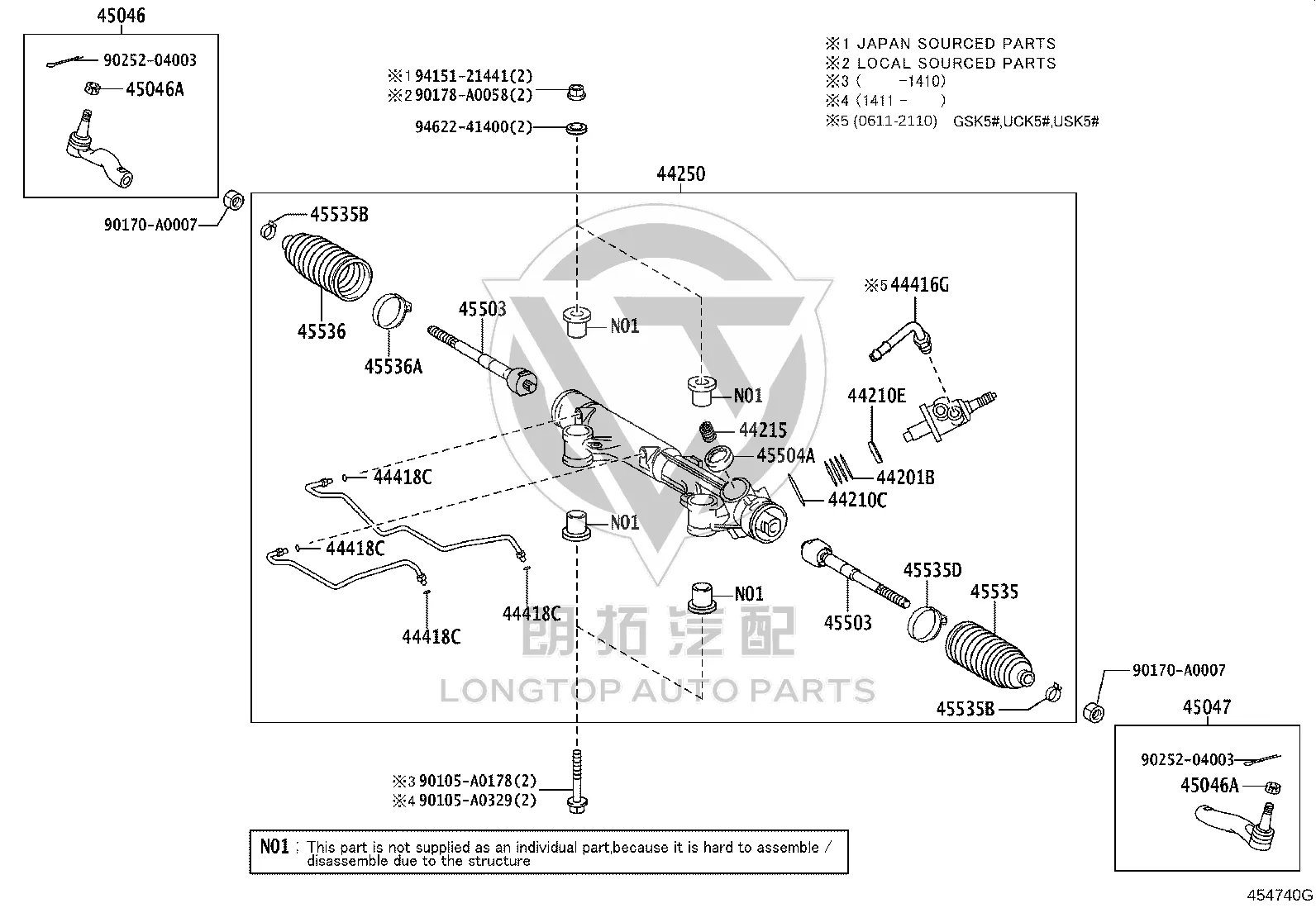 Steering Gear 44250-0C131 for Toyota Tundra