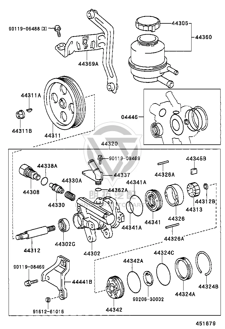 Power Steering Pump Pulley 44311-22050 for Toyota CRESSIDA