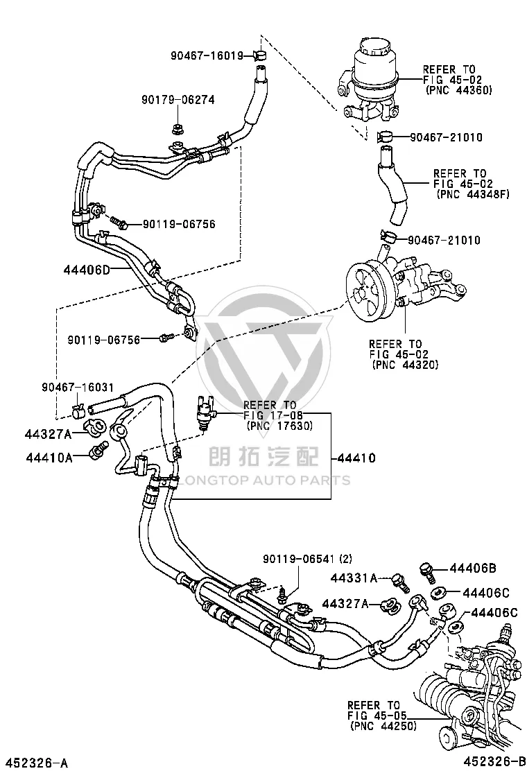 Power Steering Pressure Hose 44410-50080 for Lexus LS430