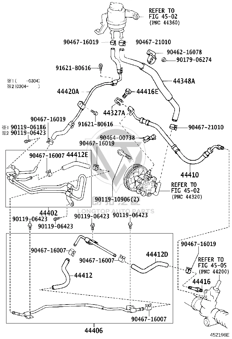 High-pressure oil pump return hose 44412-28350 for Toyota Previa