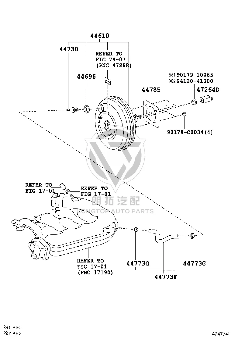 Brake Vacuum Pipe 44750-0P010 for Toyota Crown