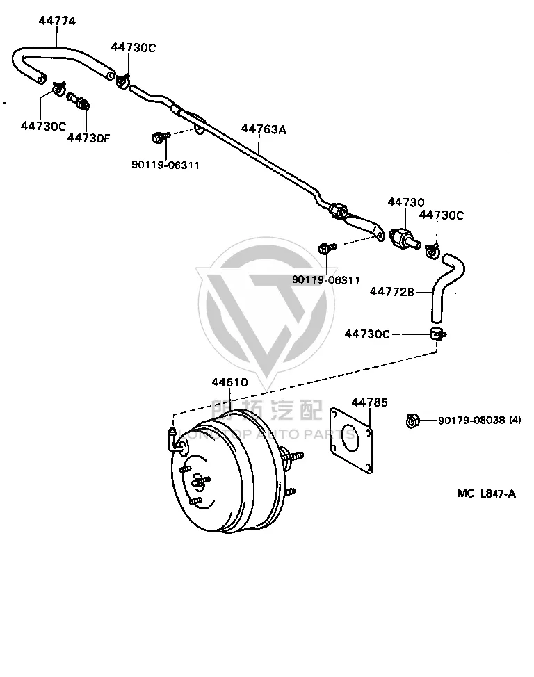 Hose (Fitting to Connector Tube) 44774-33020 for Toyota Camry