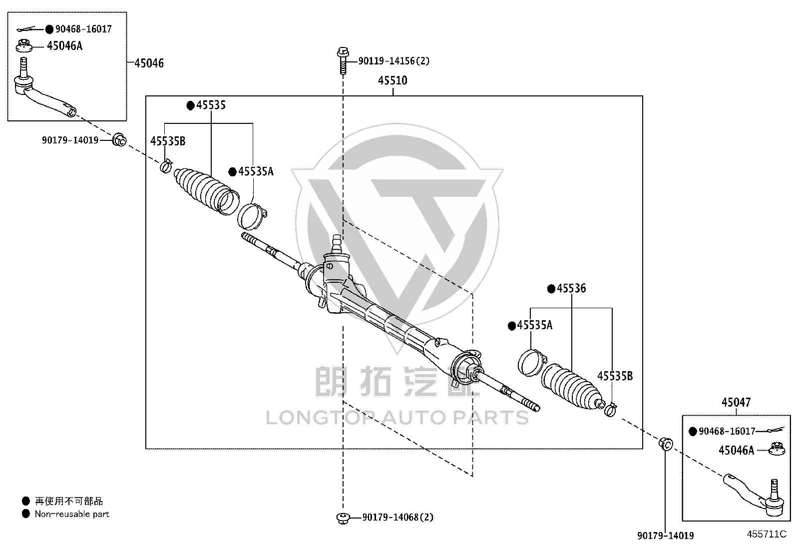 Steering Gear 45510-76010 for Lexus CT200H