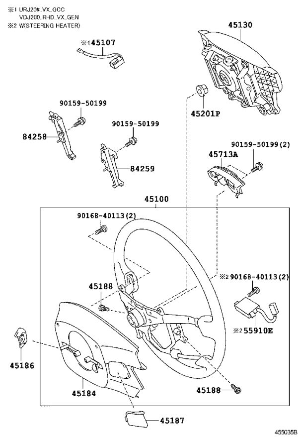 Steering Wheel 45100-60750 for Toyota Land Cruiser