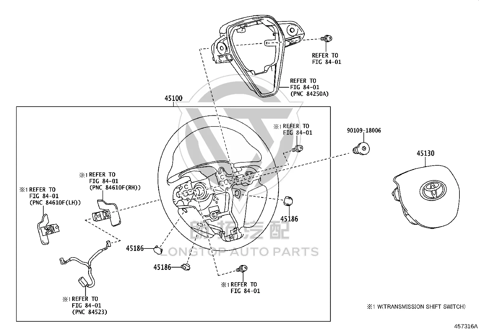 Driver Airbag 45130-06500-C0 for Toyota Camry