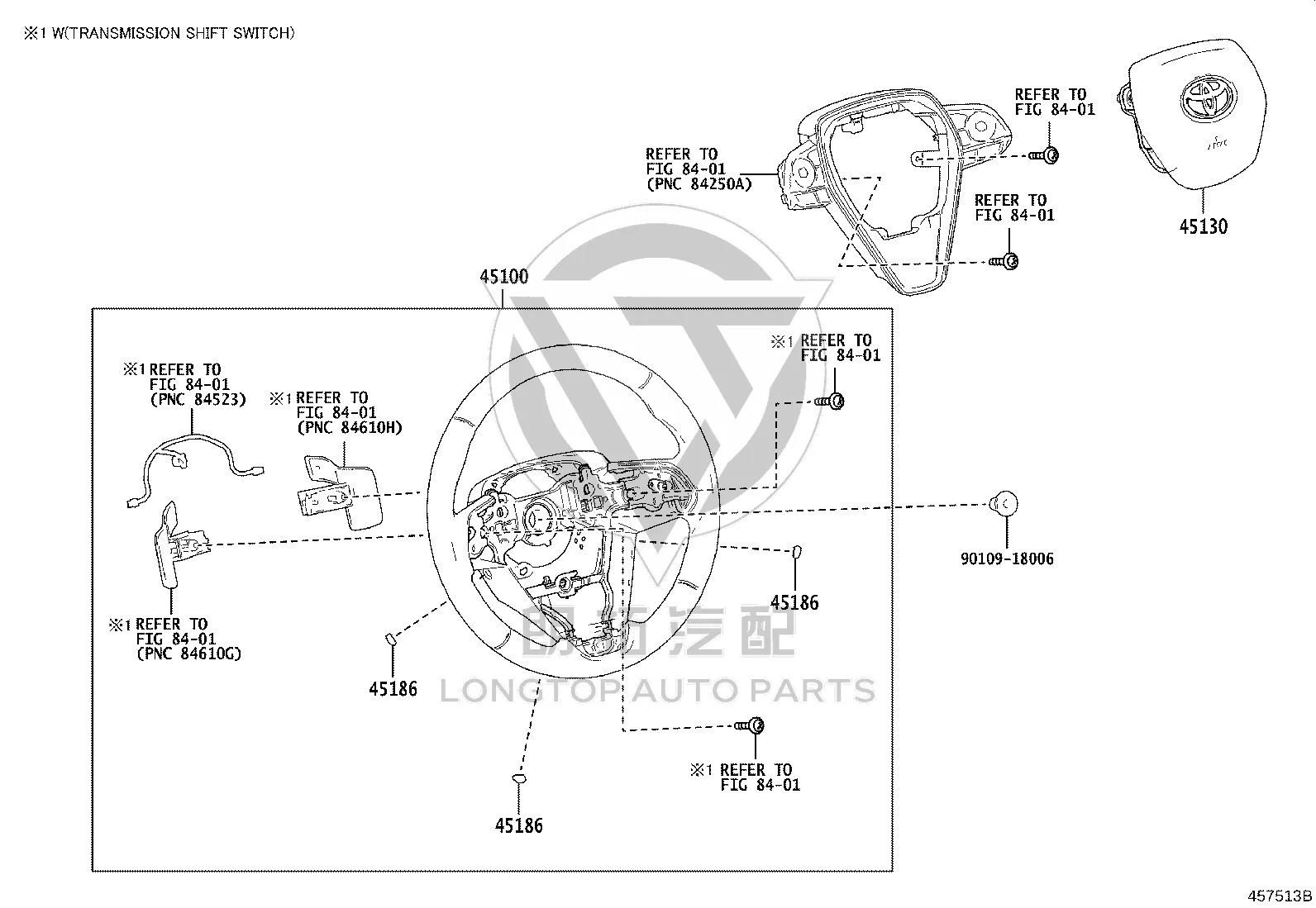 Driver airbag 45130-07090C0 for Toyota Avalon