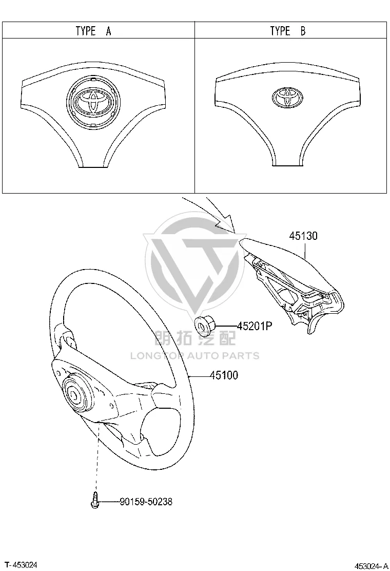 Driver Airbag 45130-0D051-B0 for Toyota Vios
